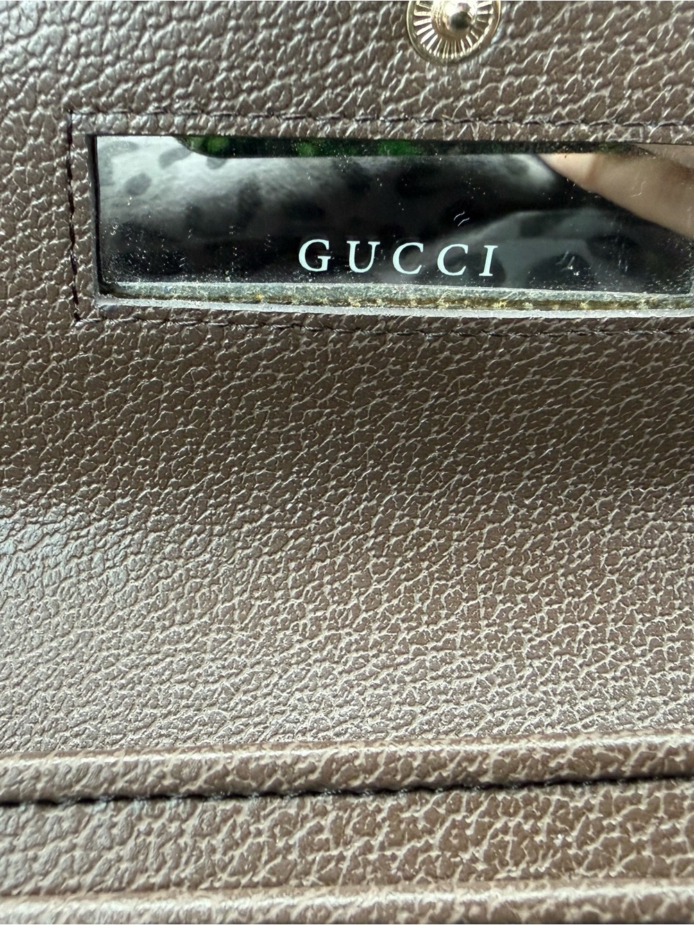 Gucci Blue Denim Monogram Wallet with Brown Leather Trim and Gold GG Emblem - Picture 2 of 3